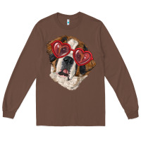 Chestnut Saint bernard with love glasses Long Sleeve Tee - RanaPortraitStore