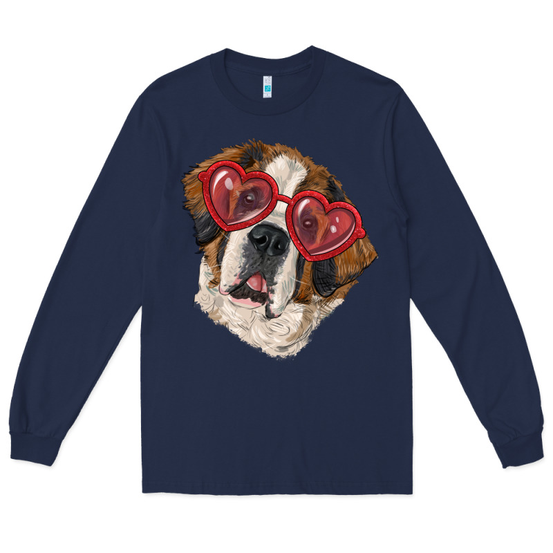 Saint Bernard With Love Glasses Long Sleeve Tee by RanaPortraitStore | Teevron