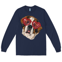 Navy Saint bernard with love glasses Long Sleeve Tee - RanaPortraitStore