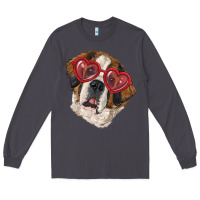 Smoke Saint bernard with love glasses Long Sleeve Tee - RanaPortraitStore
