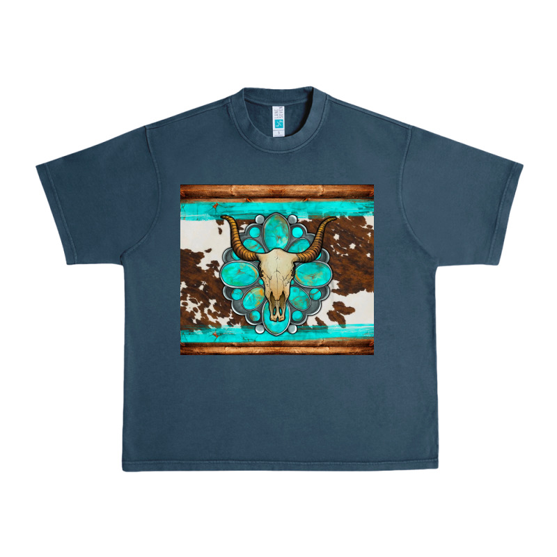Bull Skull And Turquoise Cowhide Tumbler Urban Heavy Tee by Artiststas | Teevron