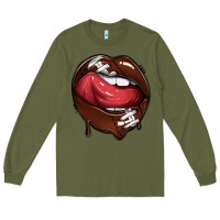 Army Green sports lips american football Long Sleeve Tee - texasbilliewilder