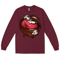 Burgundy sports lips american football Long Sleeve Tee - texasbilliewilder