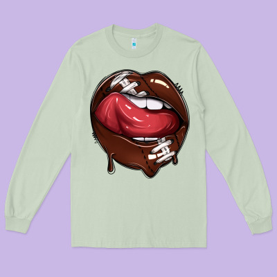 Long Sleeve Tee sports lips american football
