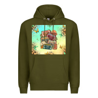Army Green country cassette tapes Premium Hoodie - MaliasSmallBusiness