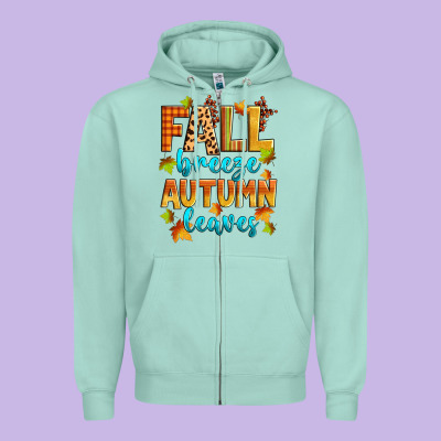 Fall Breeze Autumn Leaves Zipper Hoodie Designed By Zillion Design Studio