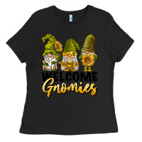 Black welcome gnomies sunflowers Ladies Tee - BarkalooDesign