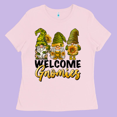 Welcome Gnomies Sunflowers Ladies Tee Designed By Barkaloodesign