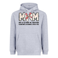 Heather Grey mom she is clothed in gratitude counting blessings Heavyweight Hoodie - JahusDesignShop