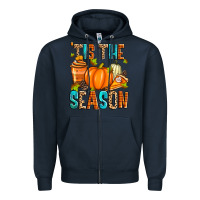Navy 'tis the season fall Zipper Hoodie - Zillion Design Studio