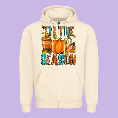 'tis The Season Fall Zipper Hoodie Designed By Zillion Design Studio