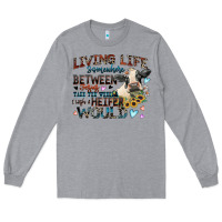 Heather Grey living life somewhere between jesus take the wheel Long Sleeve Tee - Zillion Design Studio