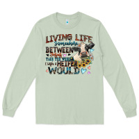 Living Life Somewhere Between Jesus Take The Wheel Long Sleeve Tee | Teevron