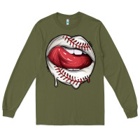 Army Green sports lips baseball Long Sleeve Tee - texasbilliewilder