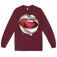 Burgundy sports lips baseball Long Sleeve Tee - texasbilliewilder