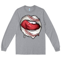 Heather Grey sports lips baseball Long Sleeve Tee - texasbilliewilder