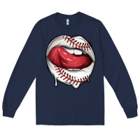 Navy sports lips baseball Long Sleeve Tee - texasbilliewilder