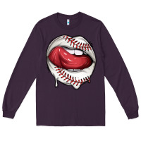 Plum sports lips baseball Long Sleeve Tee - texasbilliewilder