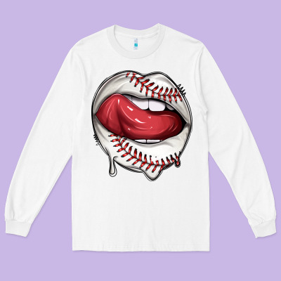 Long Sleeve Tee sports lips baseball