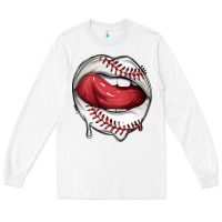 White sports lips baseball Long Sleeve Tee - texasbilliewilder