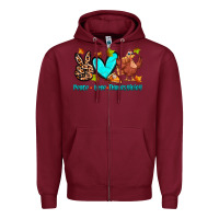 Burgundy peace love thanksgiving Zipper Hoodie - Zillion Design Studio