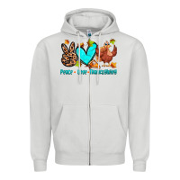 Dove Grey peace love thanksgiving Zipper Hoodie - Zillion Design Studio