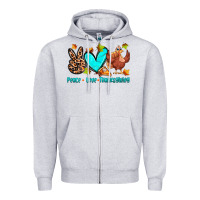 Heather Grey peace love thanksgiving Zipper Hoodie - Zillion Design Studio