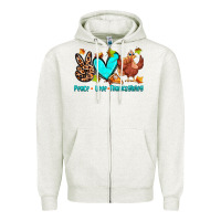 Oatmeal Heather peace love thanksgiving Zipper Hoodie - Zillion Design Studio