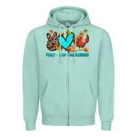 Seafoam peace love thanksgiving Zipper Hoodie - Zillion Design Studio
