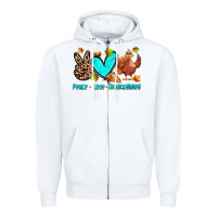 White peace love thanksgiving Zipper Hoodie - Zillion Design Studio