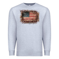 Heather Grey Old Leopard American Flag Frame Premium Sweatshirt - Bettercallsaul