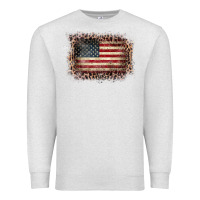 Oatmeal Heather Old Leopard American Flag Frame Premium Sweatshirt - Bettercallsaul