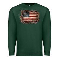 Sports Green Old Leopard American Flag Frame Premium Sweatshirt - Bettercallsaul