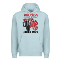 Blue Mist hot mess always stressed cheer mom Premium Hoodie - MaliasSmallBusiness