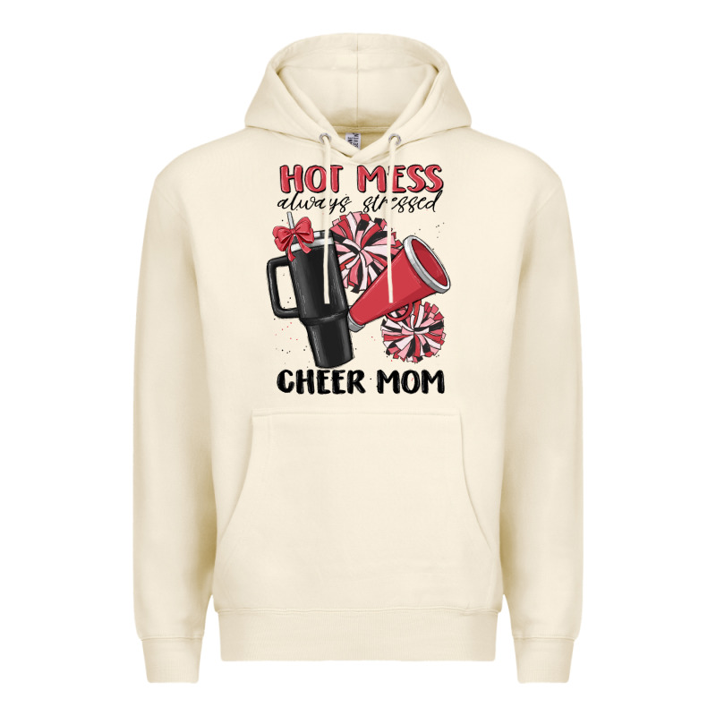 Hot Mess Always Stressed Cheer Mom Premium Hoodie by MaliasSmallBusiness | Teevron