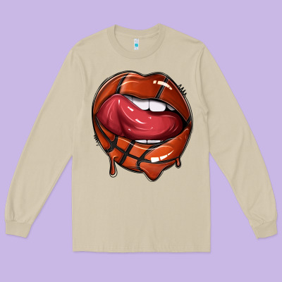 Long Sleeve Tee sports lips basketball