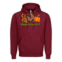 Burgundy peace love fall Zipper Hoodie - Zillion Design Studio