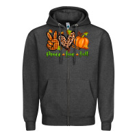 Charcoal Heather peace love fall Zipper Hoodie - Zillion Design Studio