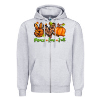 Heather Grey peace love fall Zipper Hoodie - Zillion Design Studio