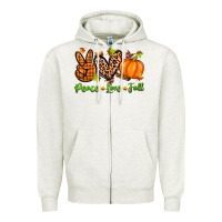 Oatmeal Heather peace love fall Zipper Hoodie - Zillion Design Studio