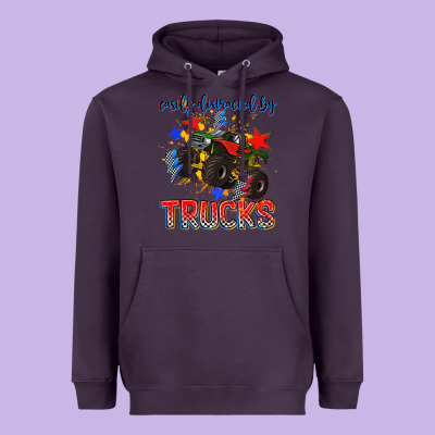 Easily Distracted By Trucks Heavyweight Hoodie Designed By Adodesignshop