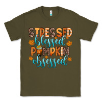 Army Green stressed blessed pumpkin obsessed Classic Tee - Zillion Design Studio