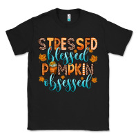 Black stressed blessed pumpkin obsessed Classic Tee - Zillion Design Studio