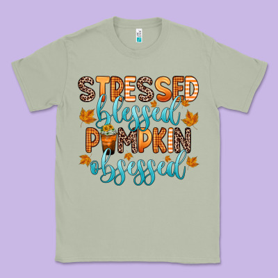Stressed Blessed Pumpkin Obsessed Classic Tee Designed By Zillion Design Studio