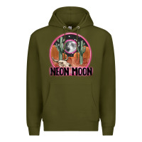 Army Green neon moon Premium Hoodie - MaliasSmallBusiness