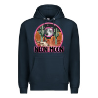 Navy neon moon Premium Hoodie - MaliasSmallBusiness