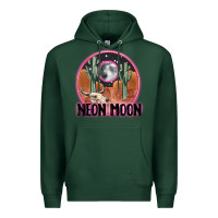 Sports Green neon moon Premium Hoodie - MaliasSmallBusiness