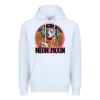White neon moon Premium Hoodie - MaliasSmallBusiness