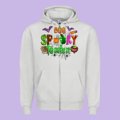 One Spooky Teacher Zipper Hoodie Designed By Zillion Design Studio