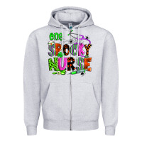 Heather Grey one spooky nurse Zipper Hoodie - Zillion Design Studio